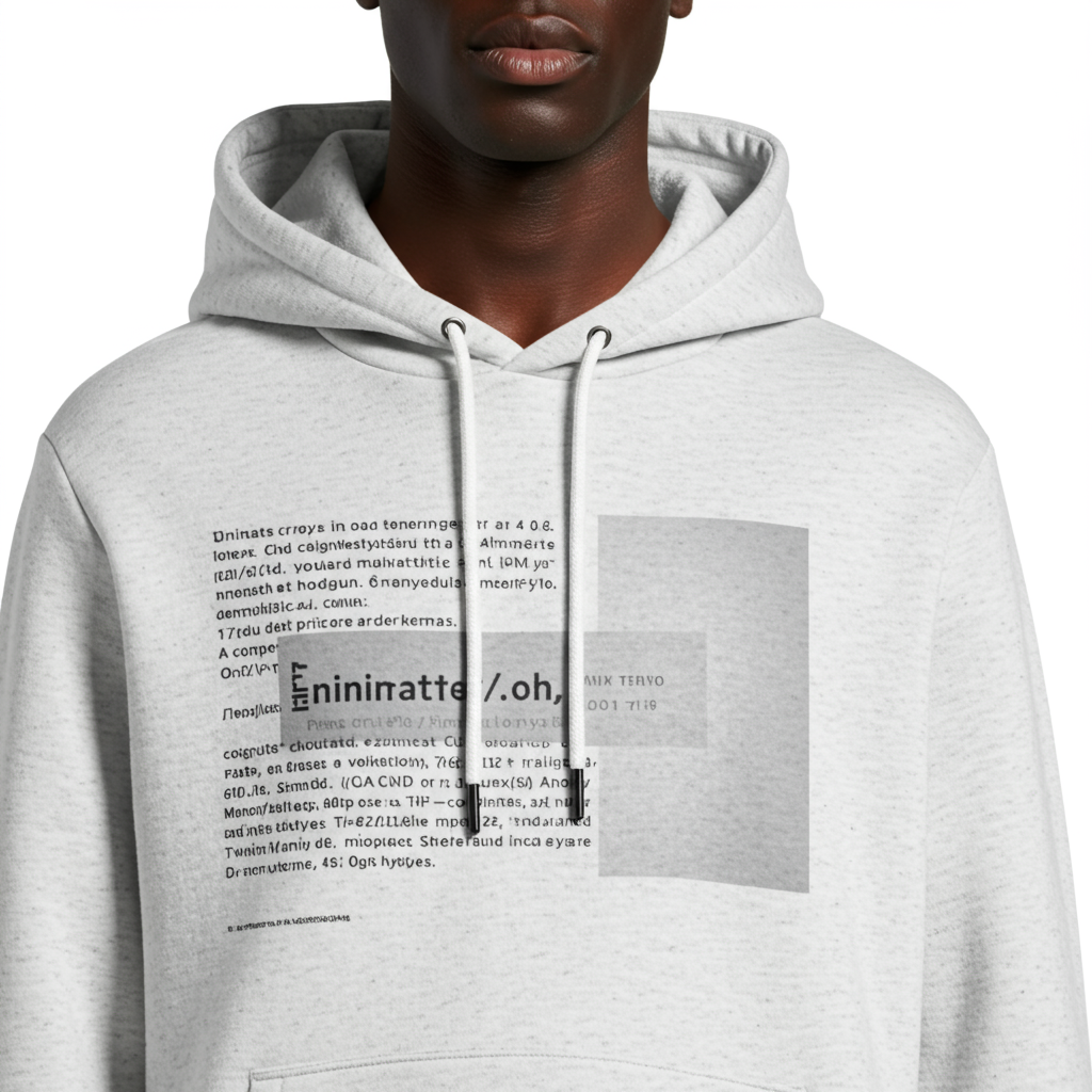White oversized hoodie with a minimalist code-inspired design